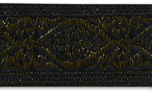 1 1/2" Metallic Antique Gold Medallions Black Woven Ribbon