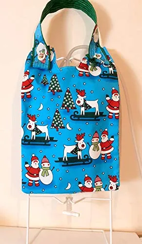 100% Cotton Catheter Night Bag Holder with Handle. Cover for a Catheter Night Bag. Festive Season Pattern.