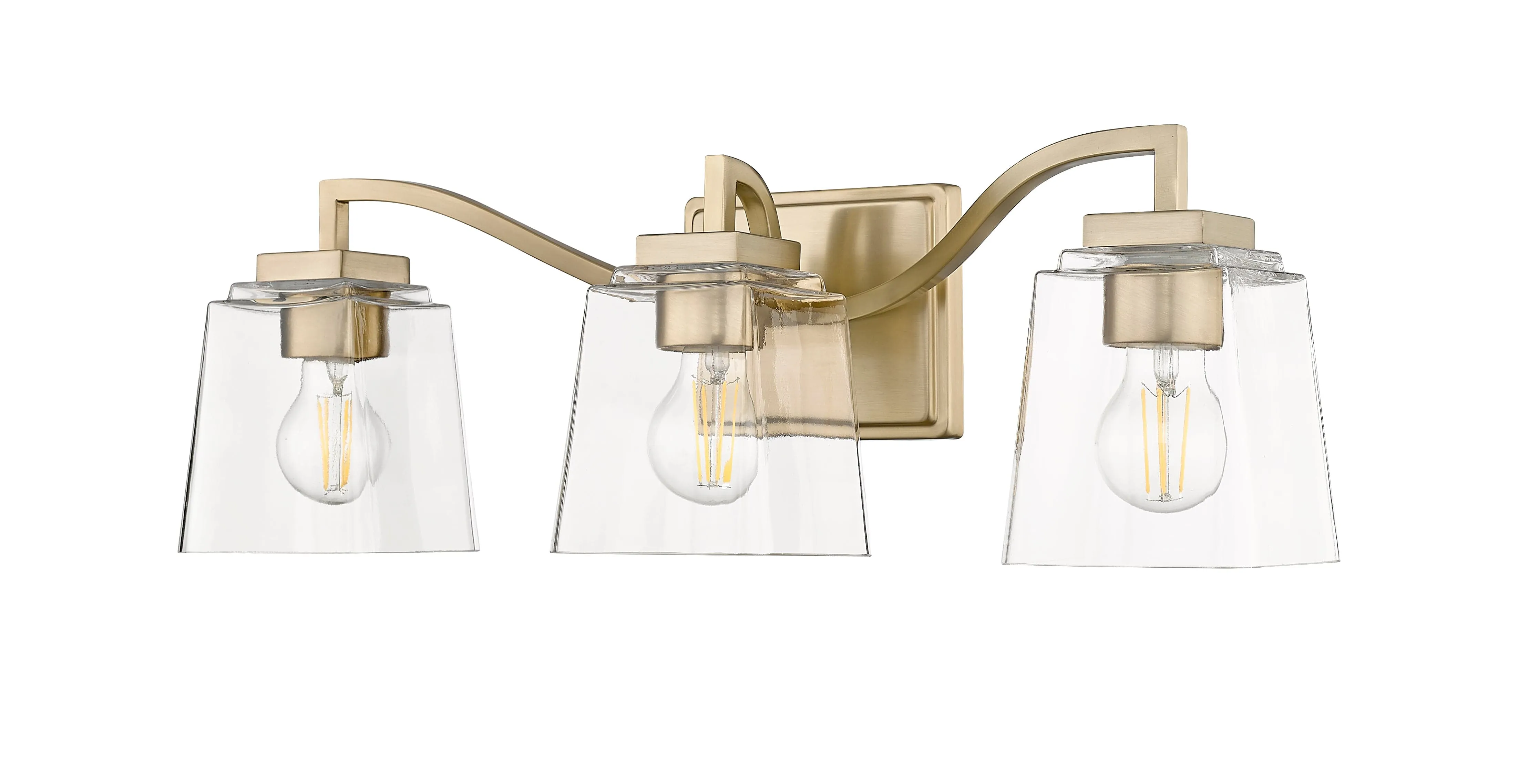 3 Lamps Avenna Vanity Light - Modern Gold - Clear Glass - 23.6in. Wide