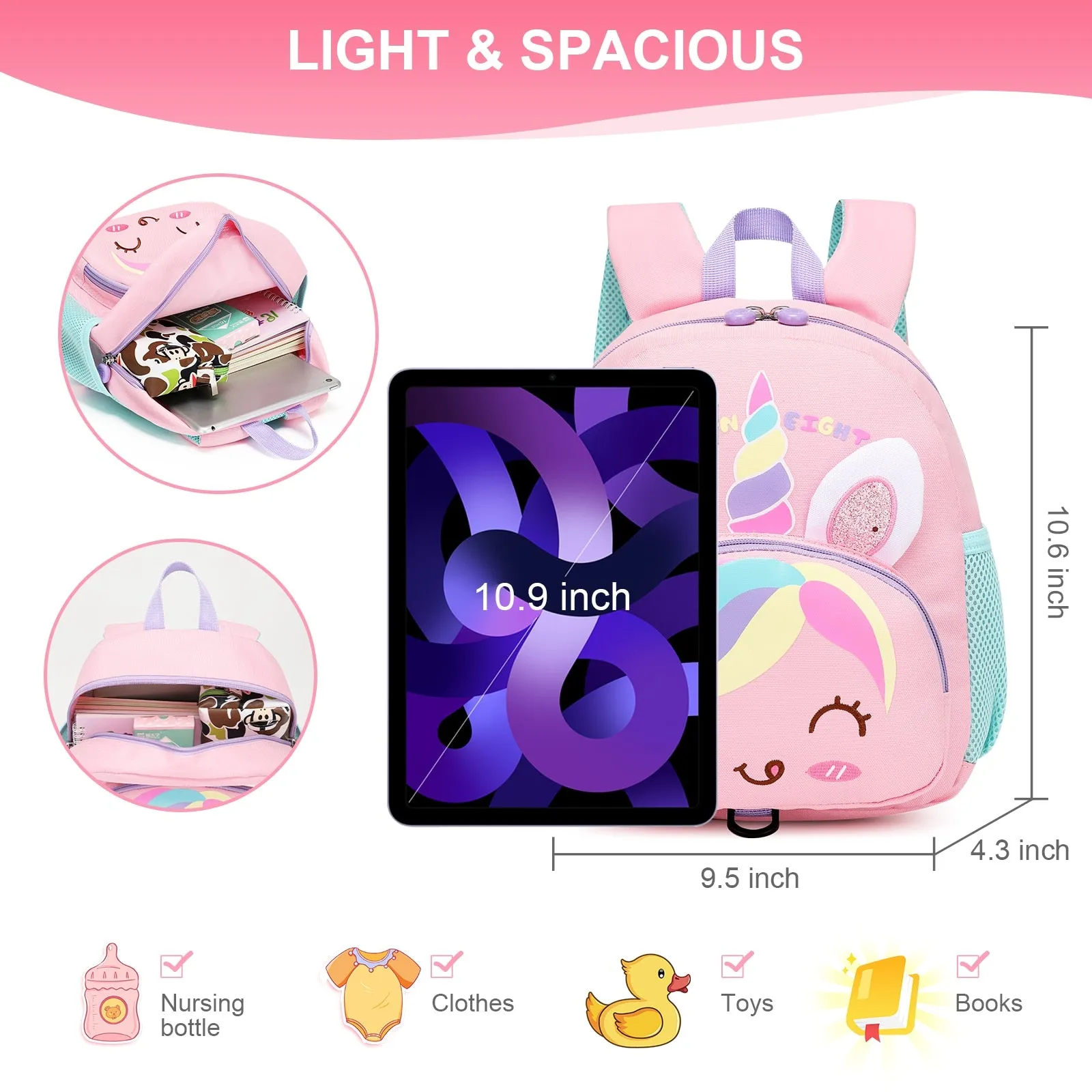3D Cartoon Deisgn Kids School Backpacks with Traction Line