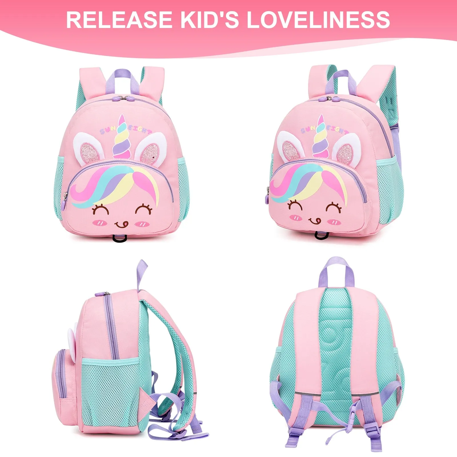 3D Cartoon Deisgn Kids School Backpacks with Traction Line