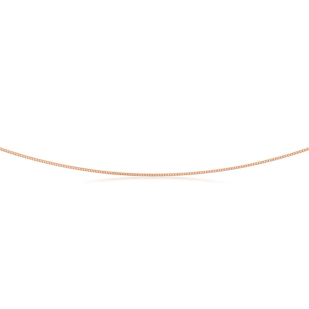 9ct Rose Solid Gold Diamond Cut 45cm 30 Gauge Curb Chain