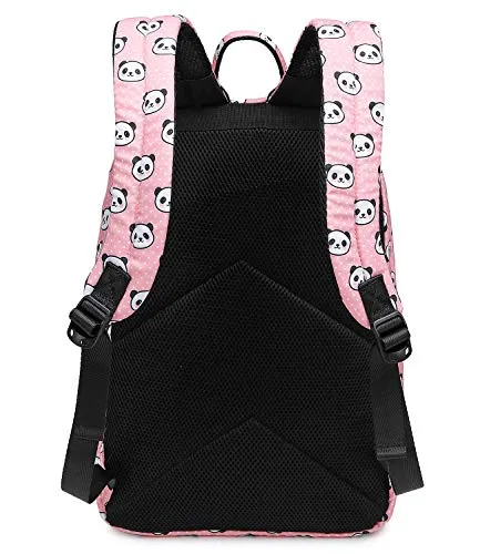 abshoo Panda Printed School Backpacks For Girls Cute Elementary School Bookbags (Panda Pink)