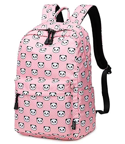 abshoo Panda Printed School Backpacks For Girls Cute Elementary School Bookbags (Panda Pink)