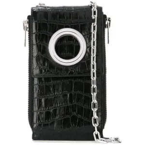 Alexander Wang Black Shoulder Wallet Crocodile Embossed Leather