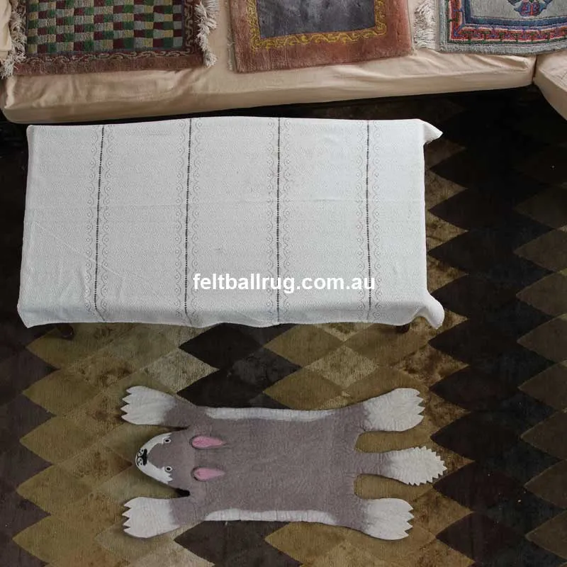 Animal Felt Rug Gus The Rabbit