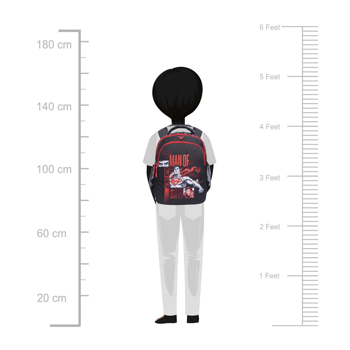 ASTRID Red/Black Color Superman Print  BackPack