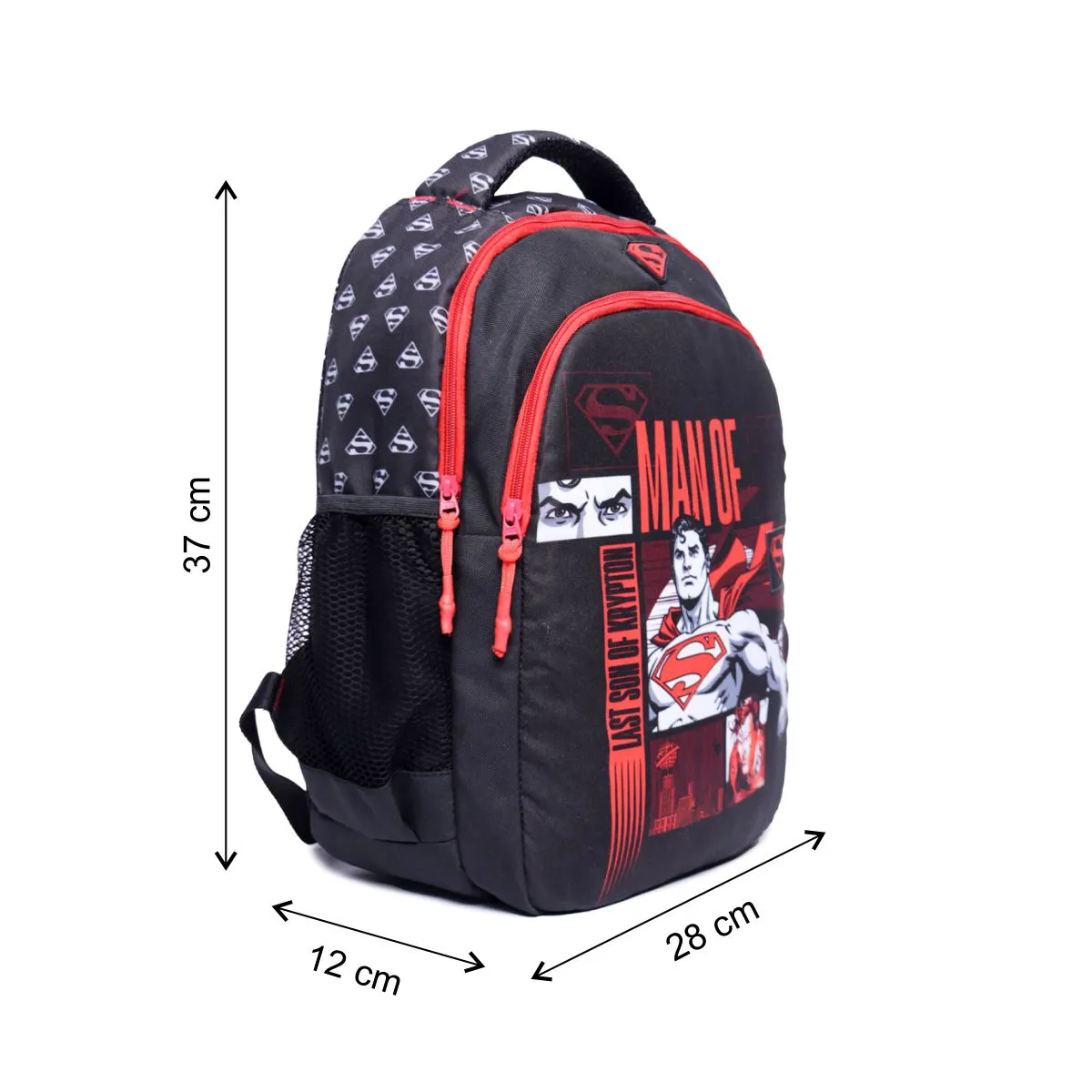 ASTRID Red/Black Color Superman Print  BackPack