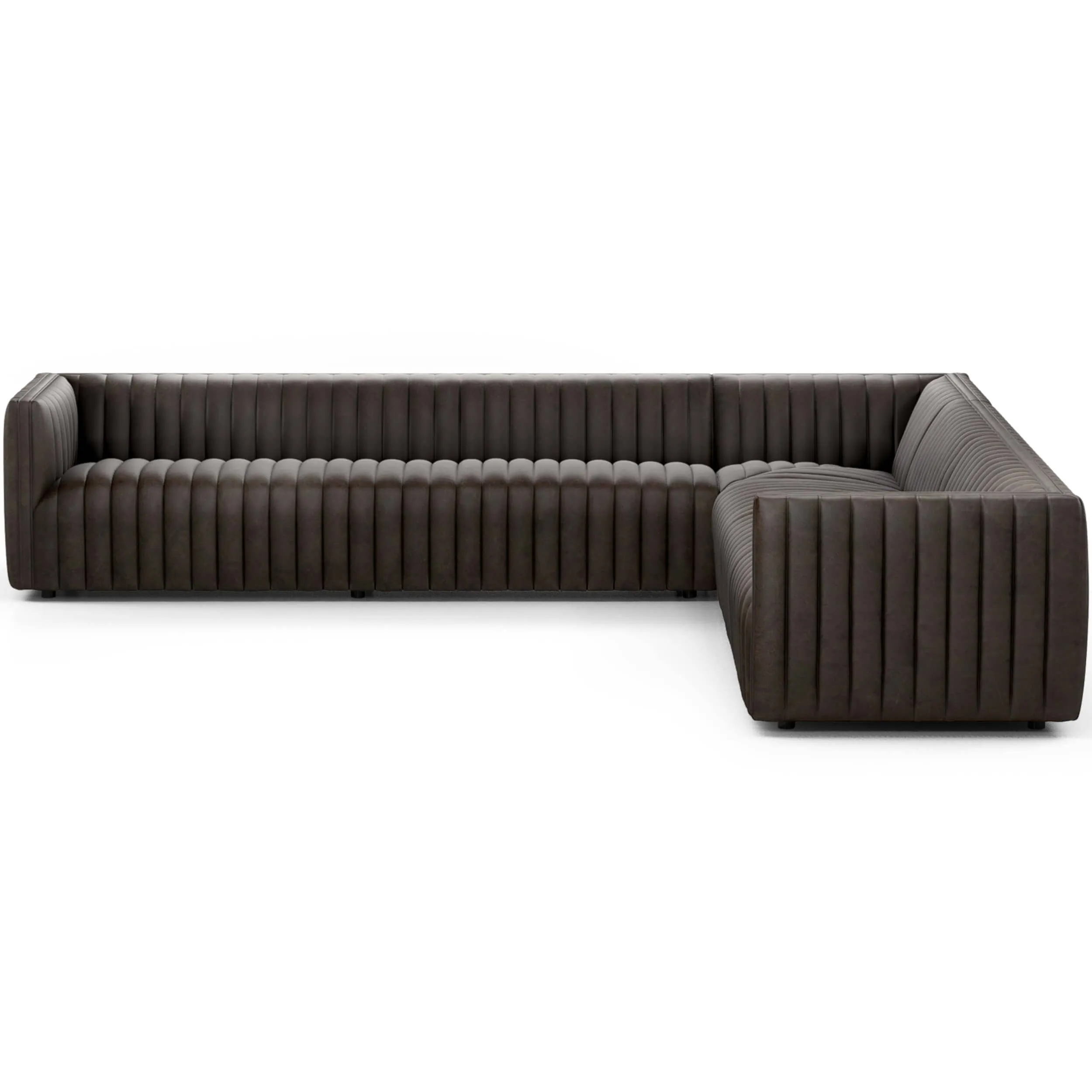 Augustine 3 Piece 126" Leather Sectional, Deacon Wolf