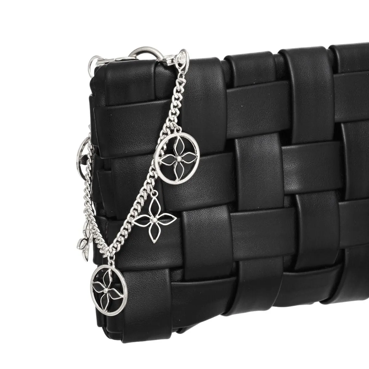 Bag Chain Silver Black Mono Flower Chain for Women