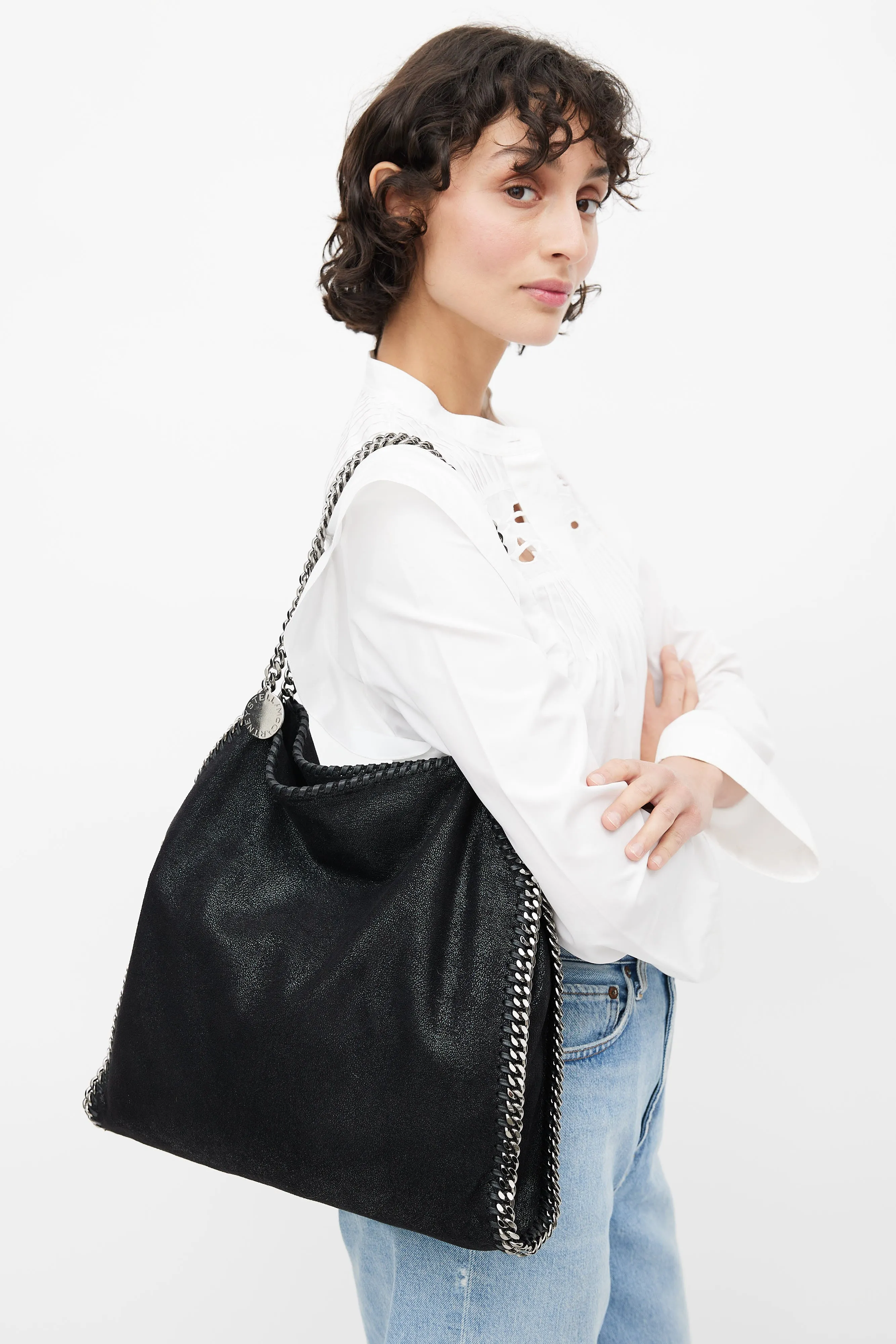 Black & Silver Falabella Tote Bag