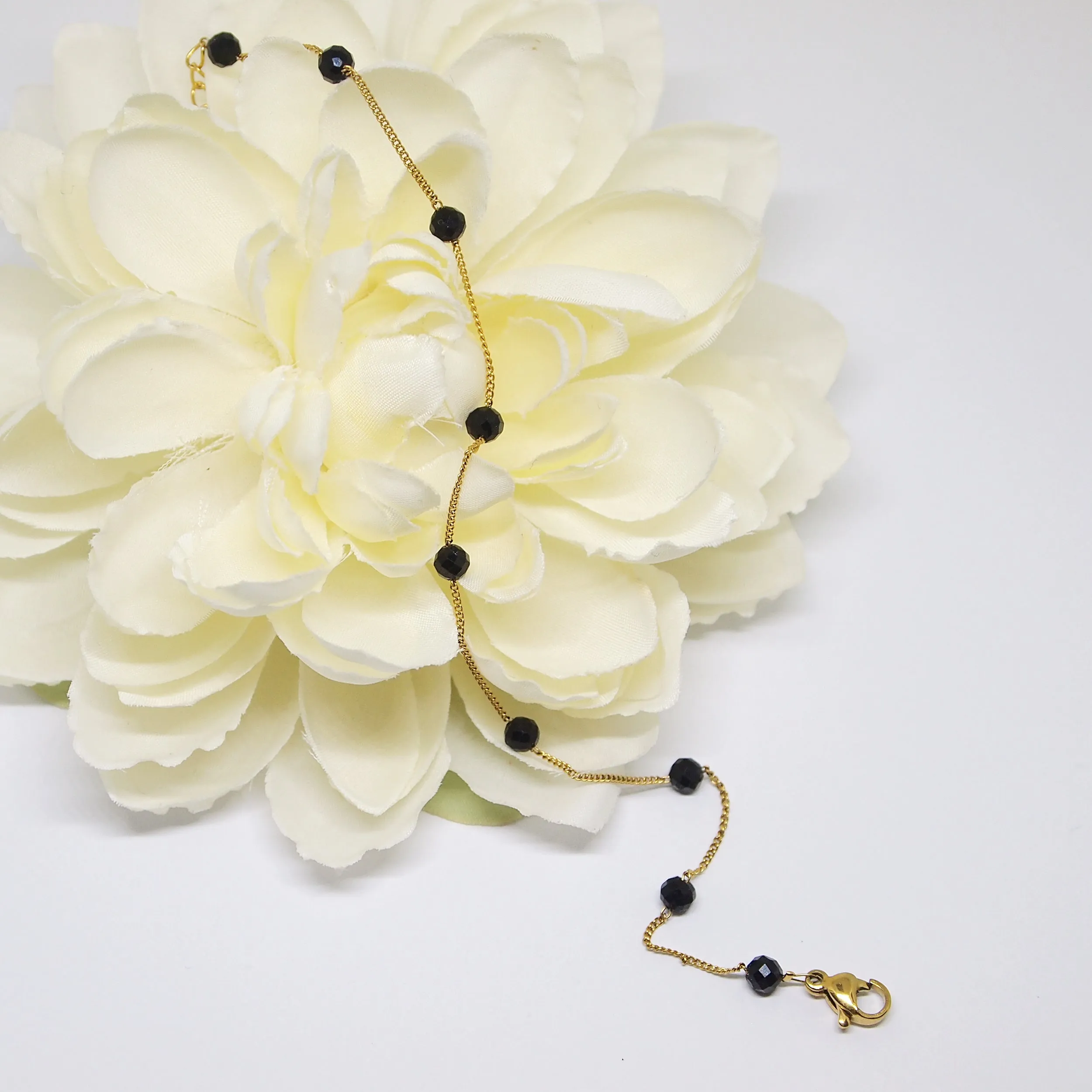 Black tourmaline chain anklet