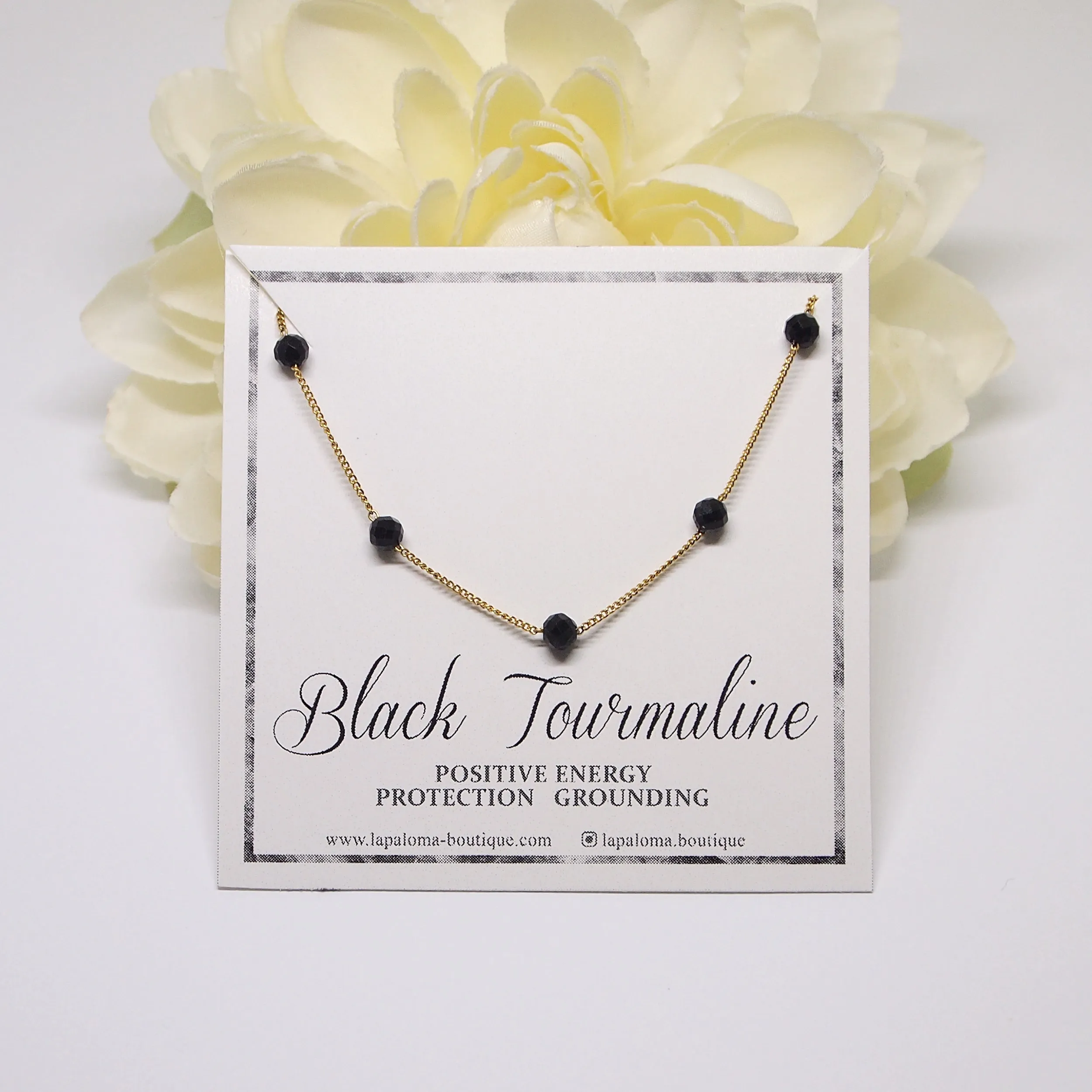 Black tourmaline chain anklet