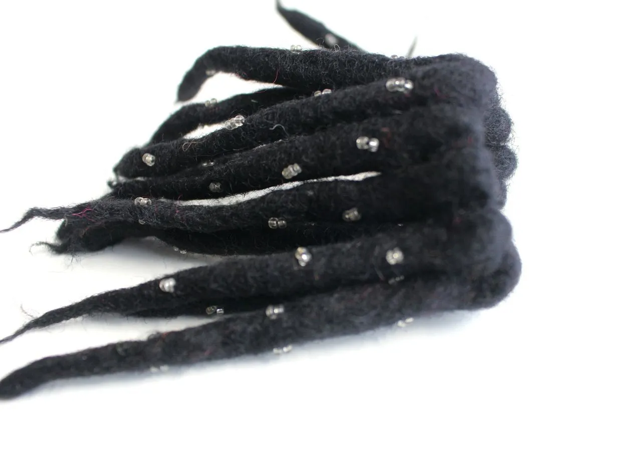 Black Urchin Merino Wool Felt Hair Band