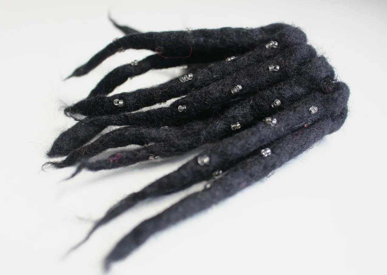 Black Urchin Merino Wool Felt Hair Band