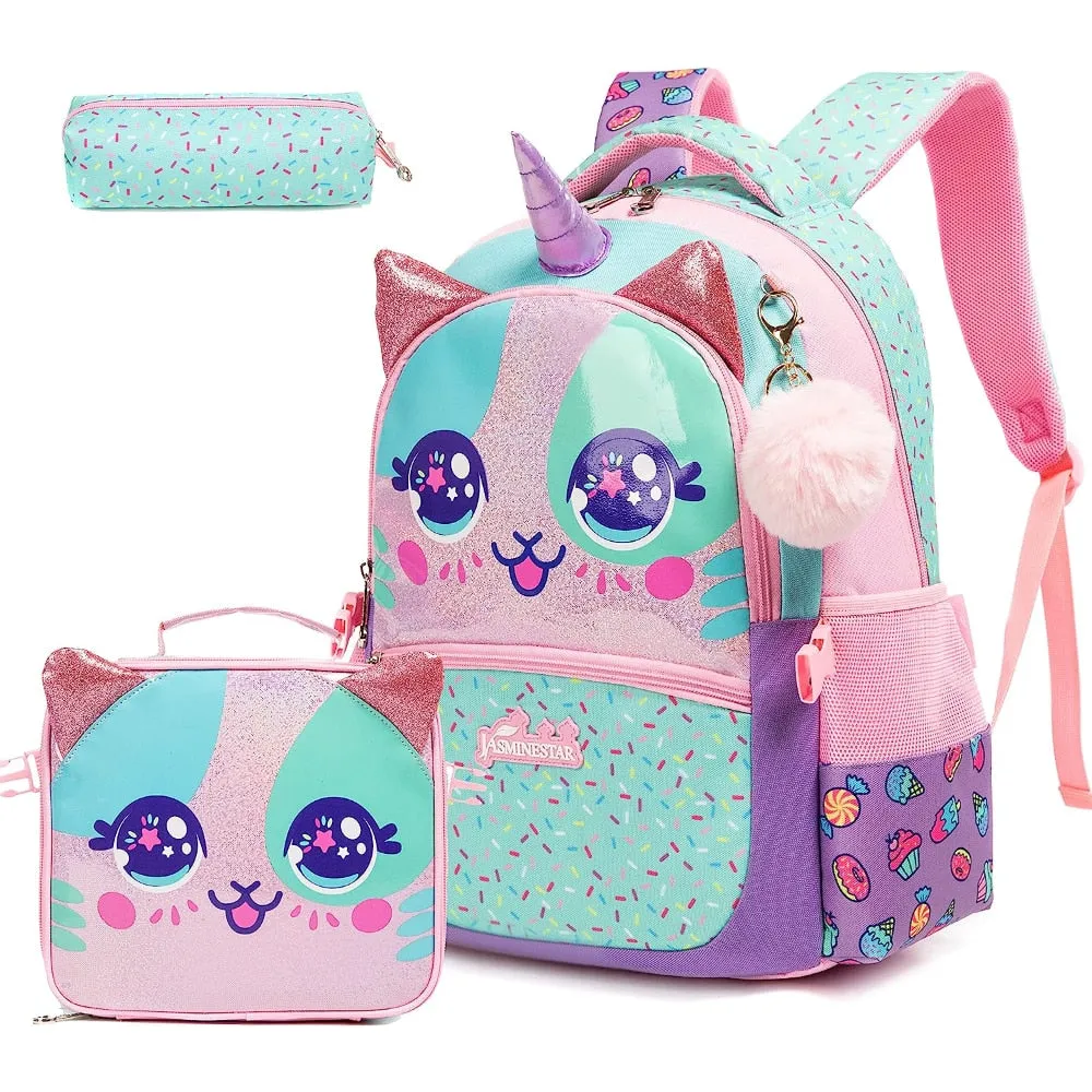 Cartoon Design 3pcs Kids School Backpacks for Girls