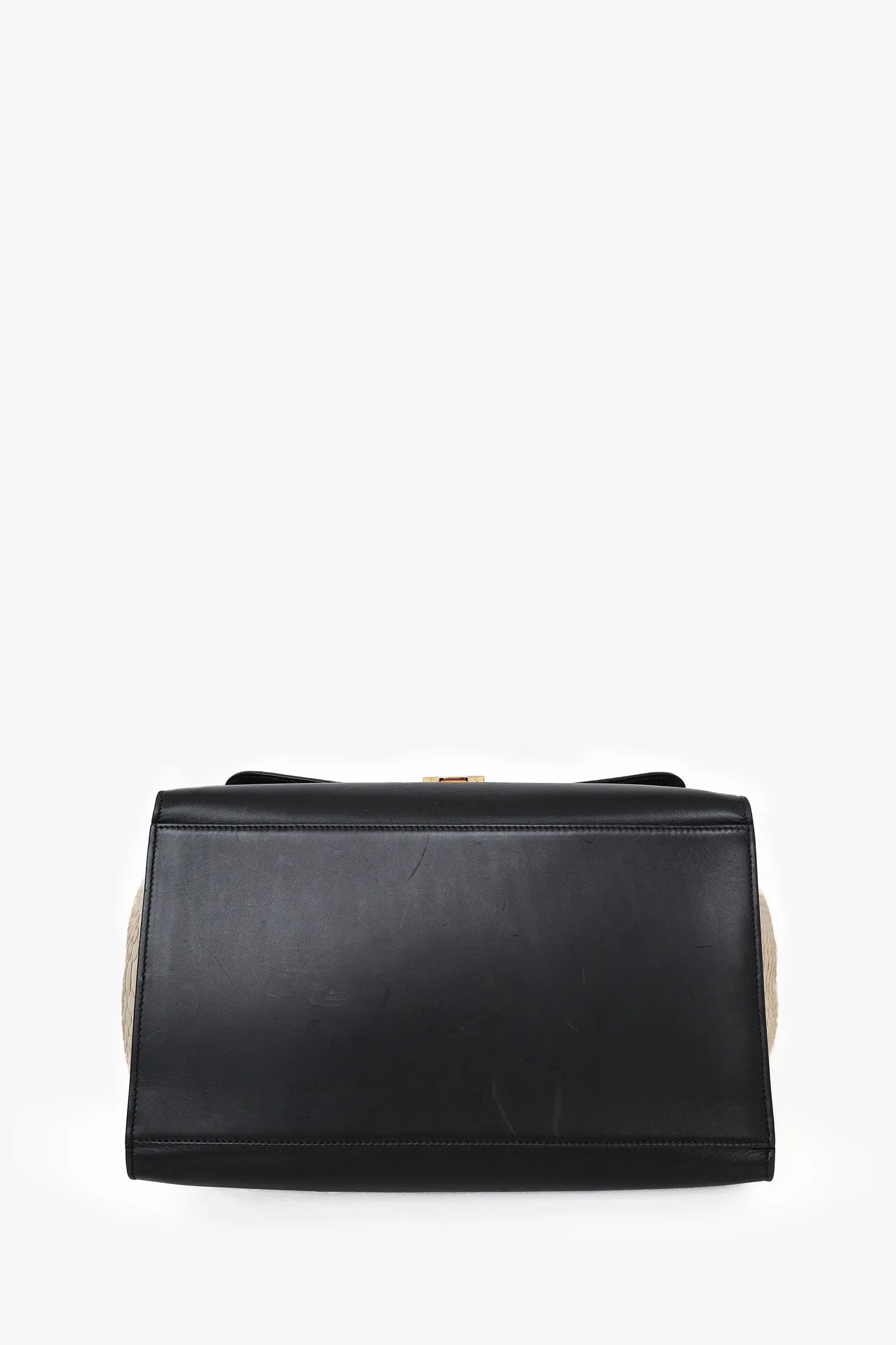 Celine Beige/Black Python/Leather Medium Trapeze Bag with Strap