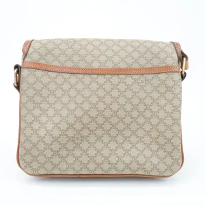 CELINE Macadam PVC Leather Shoulder Bag Beige Brown Used