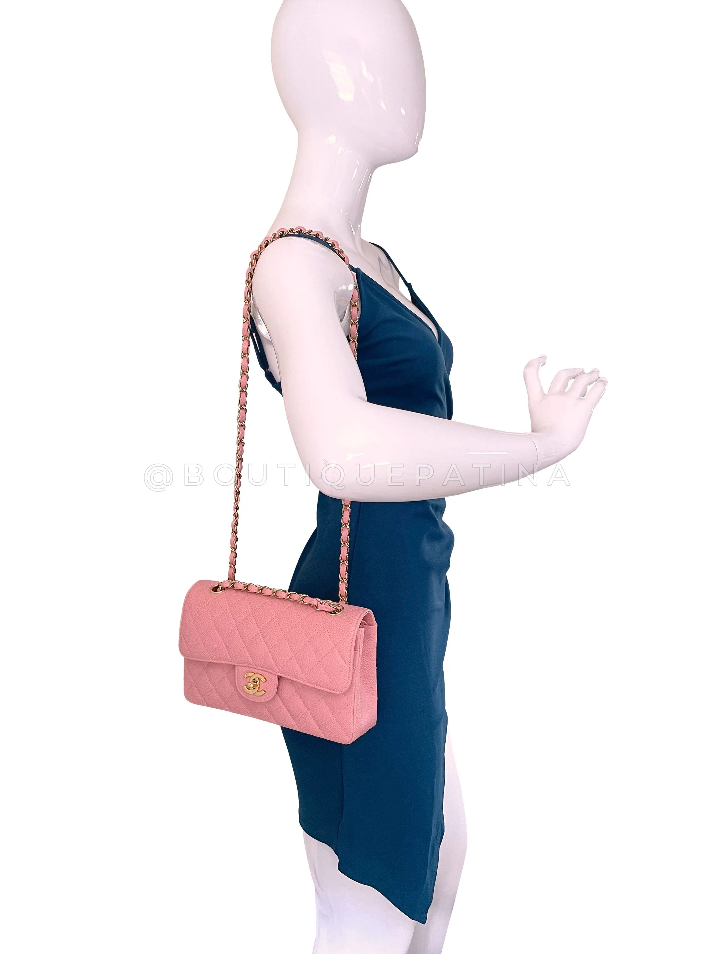 Chanel 2005 Vintage Sakura Pink Small Classic Double Flap Bag 24k GHW