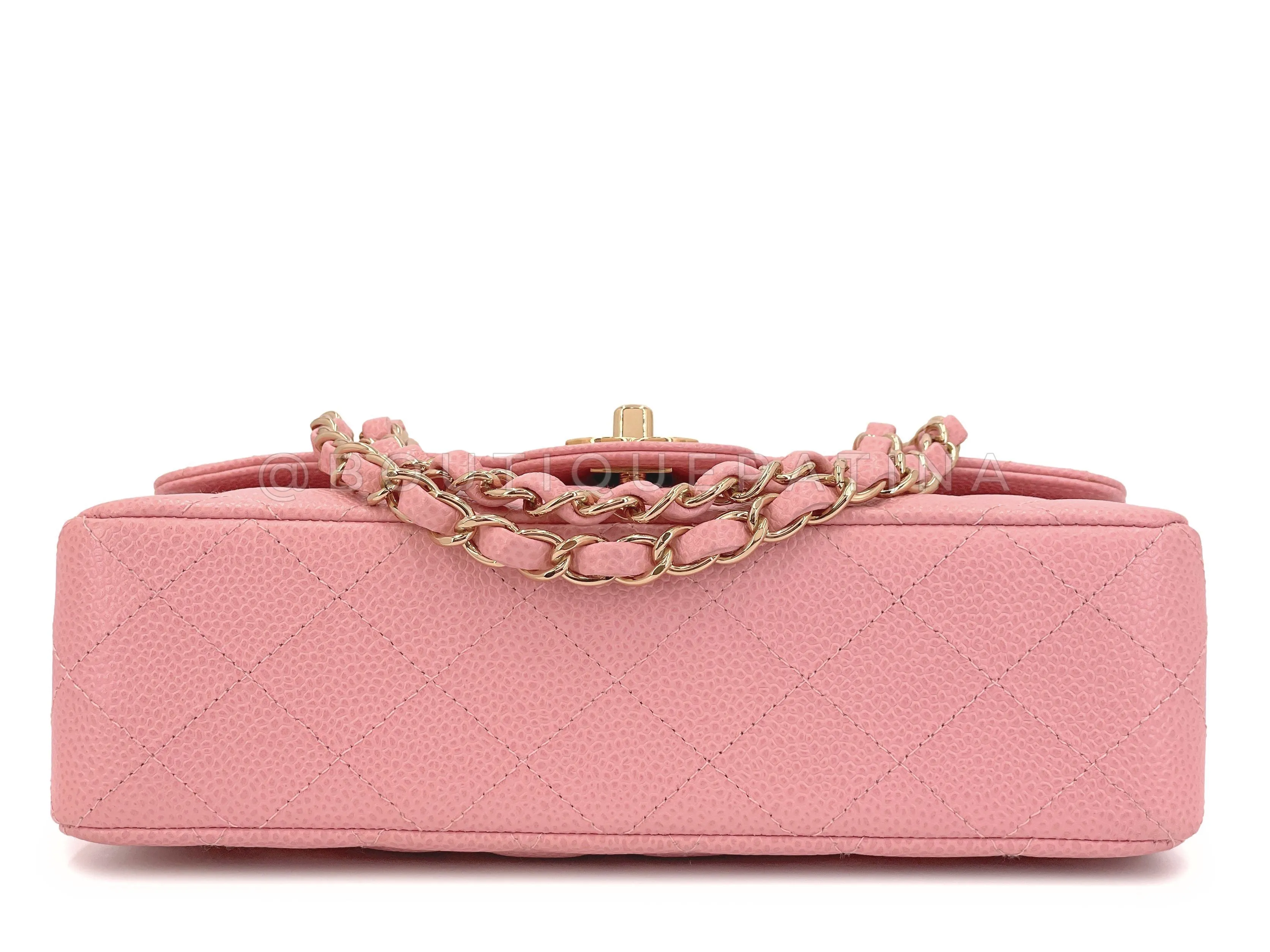 Chanel 2005 Vintage Sakura Pink Small Classic Double Flap Bag 24k GHW