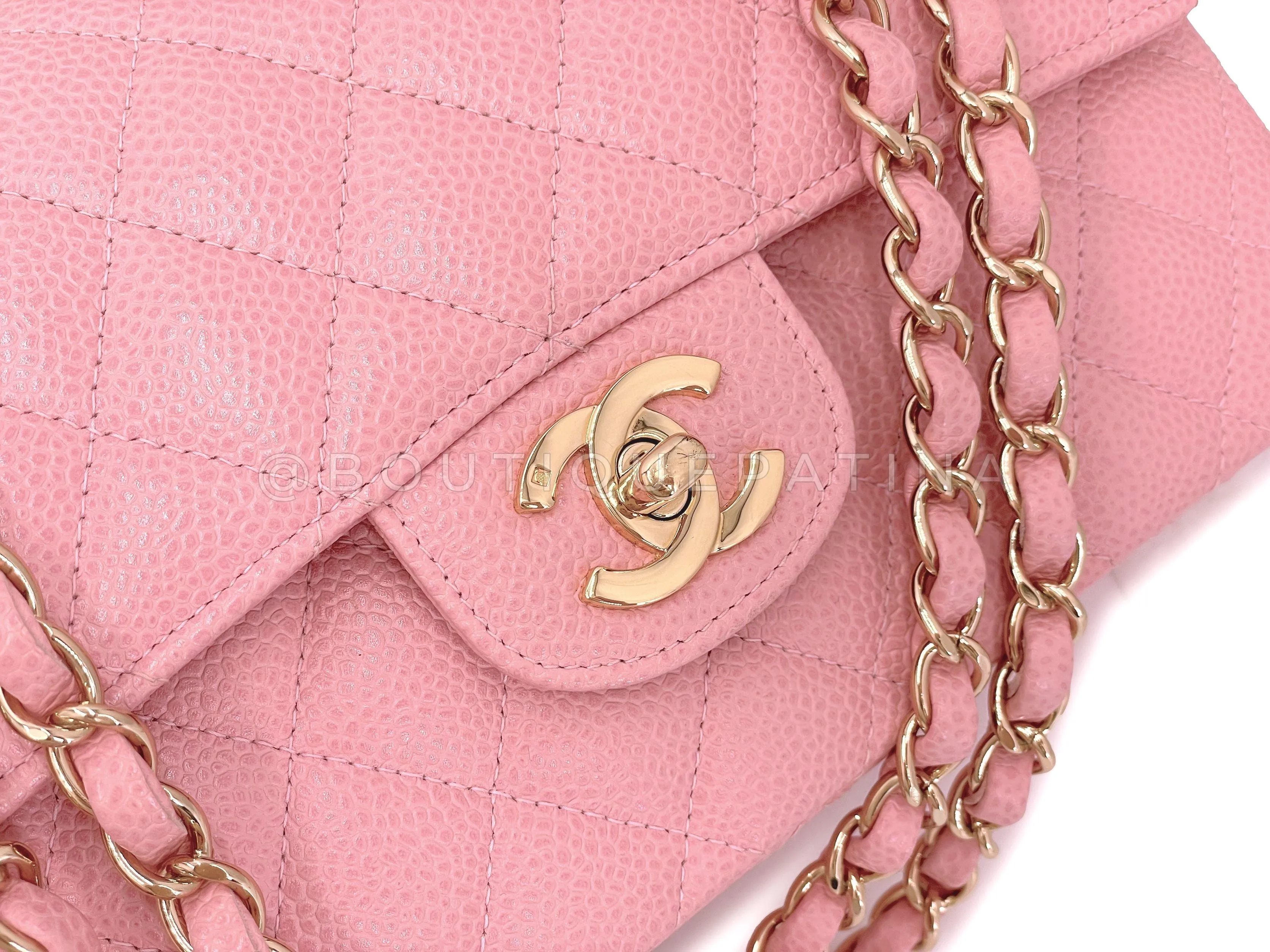 Chanel 2005 Vintage Sakura Pink Small Classic Double Flap Bag 24k GHW