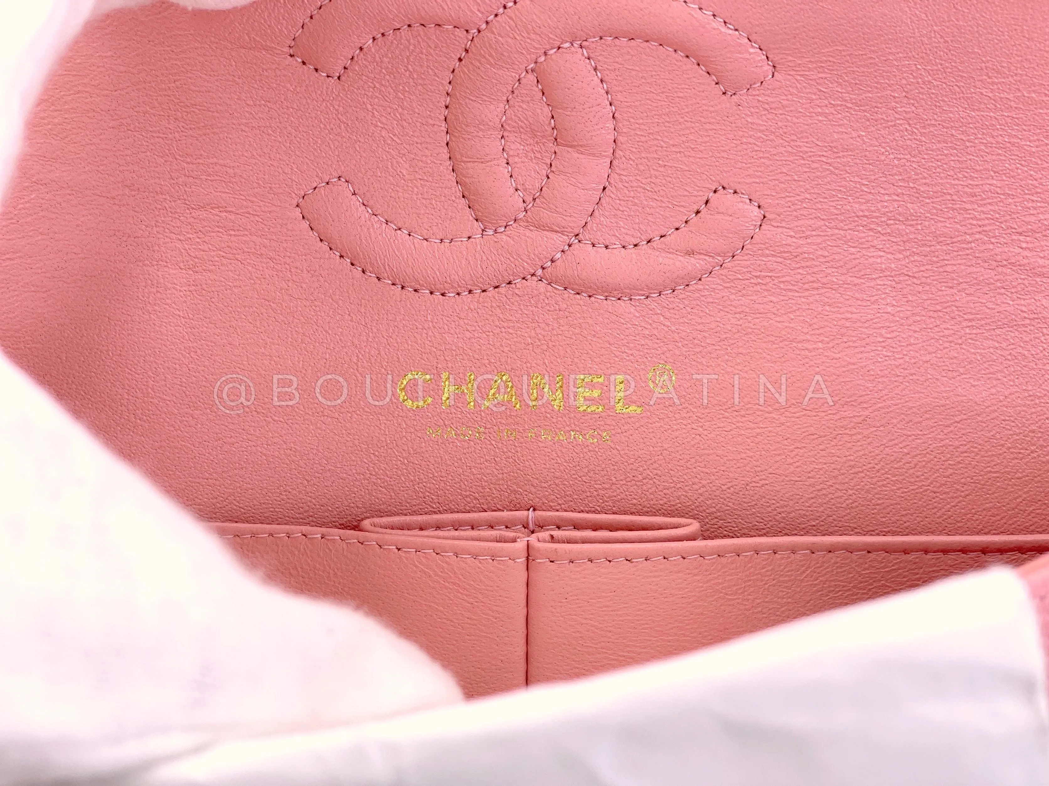Chanel 2005 Vintage Sakura Pink Small Classic Double Flap Bag 24k GHW