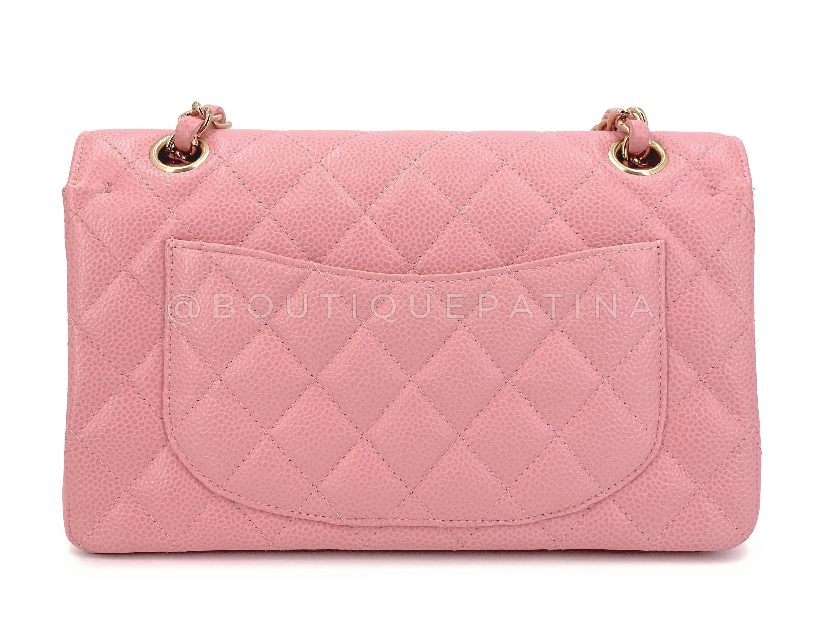 Chanel 2005 Vintage Sakura Pink Small Classic Double Flap Bag 24k GHW