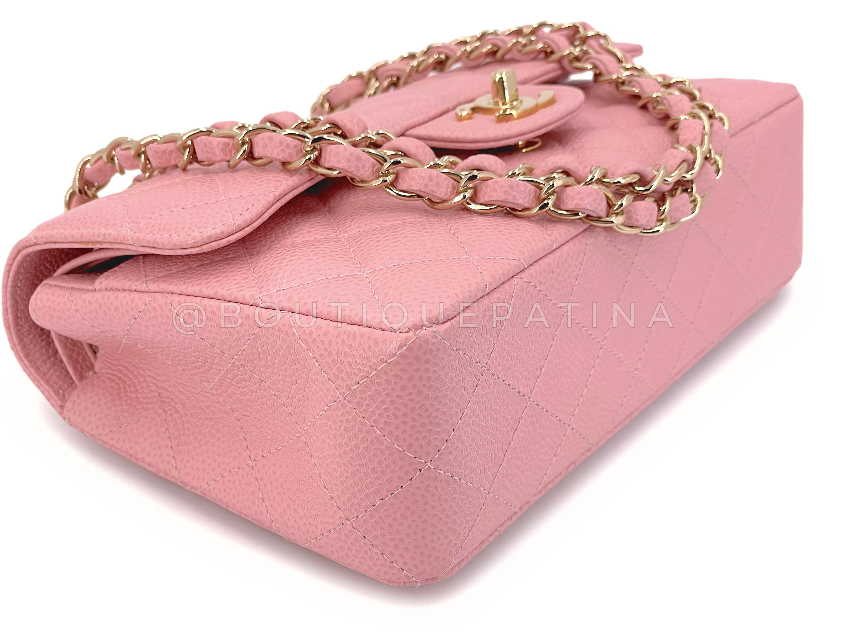 Chanel 2005 Vintage Sakura Pink Small Classic Double Flap Bag 24k GHW