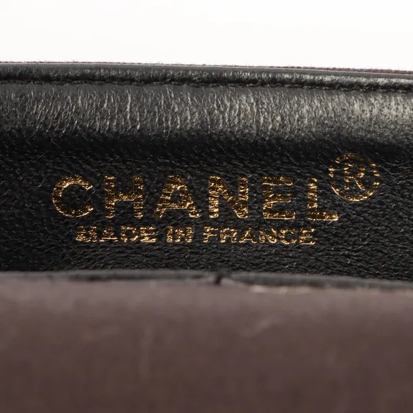 Chanel Around 2002 Made Cotton Logo Print Chocolate Bar Turn-Lock Chain Bag Black