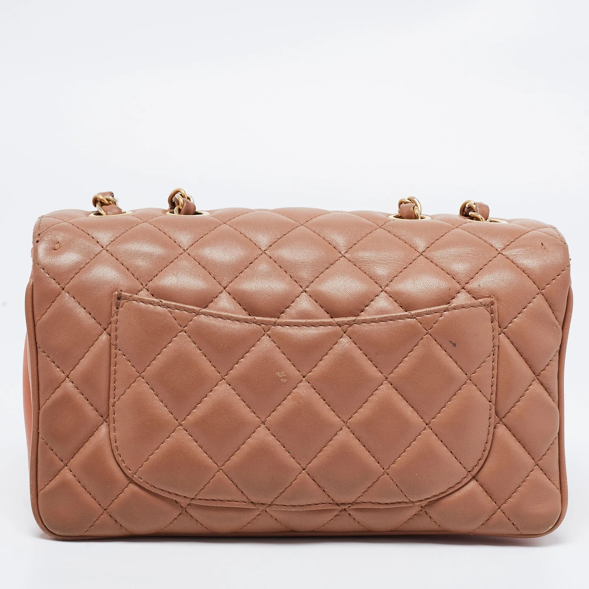 Chanel Beige/Peach Quilted Leather Straight Line Flap Bag