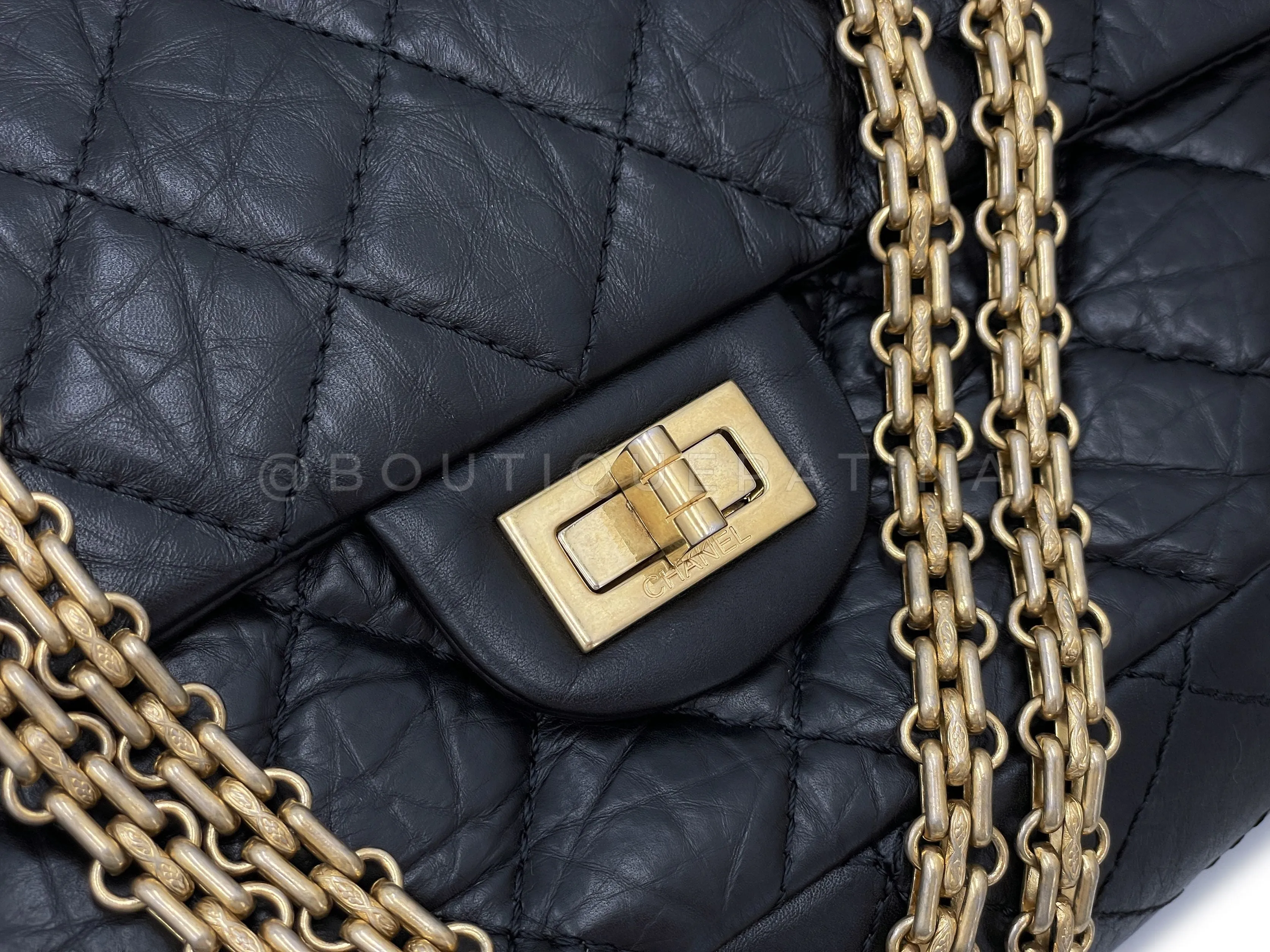 Chanel Black Aged Calfskin Reissue Medium 226 2.55 Flap Bag GHW