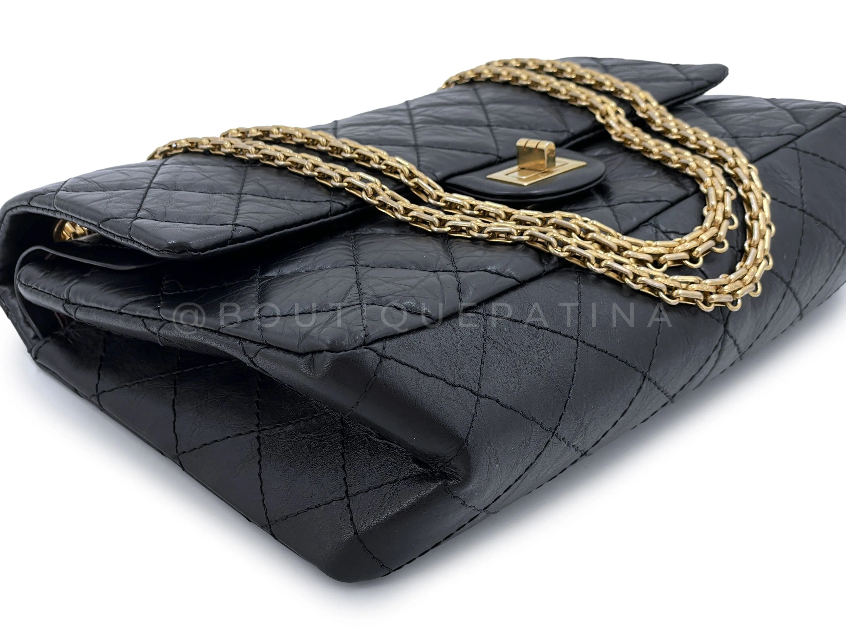 Chanel Black Aged Calfskin Reissue Medium 226 2.55 Flap Bag GHW