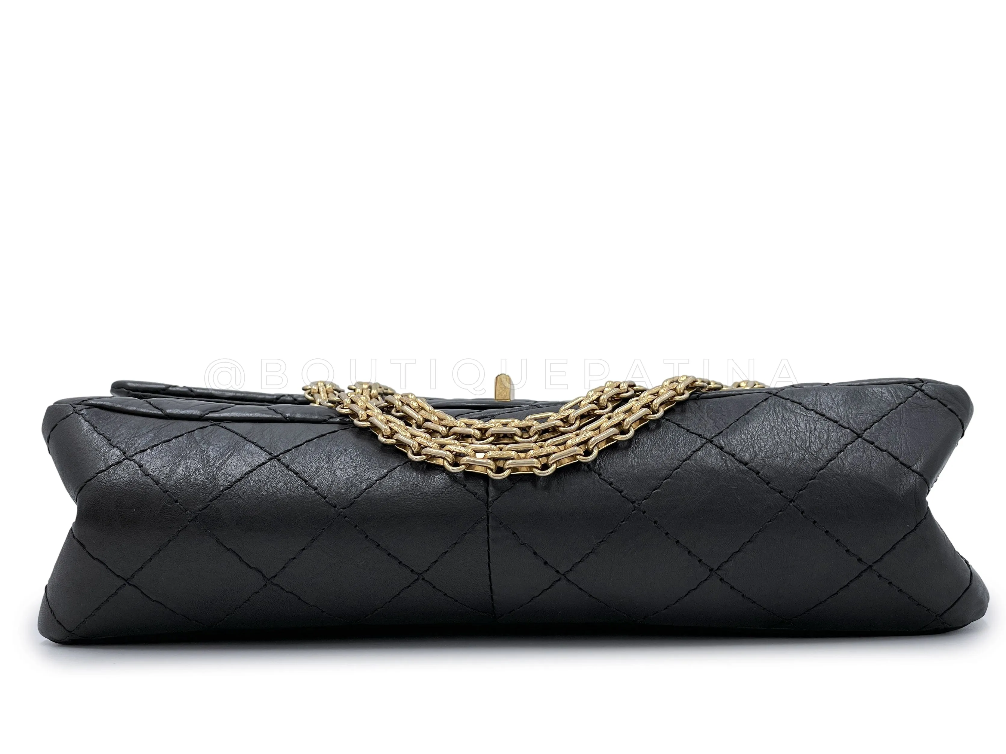 Chanel Black Aged Calfskin Reissue Medium 226 2.55 Flap Bag GHW