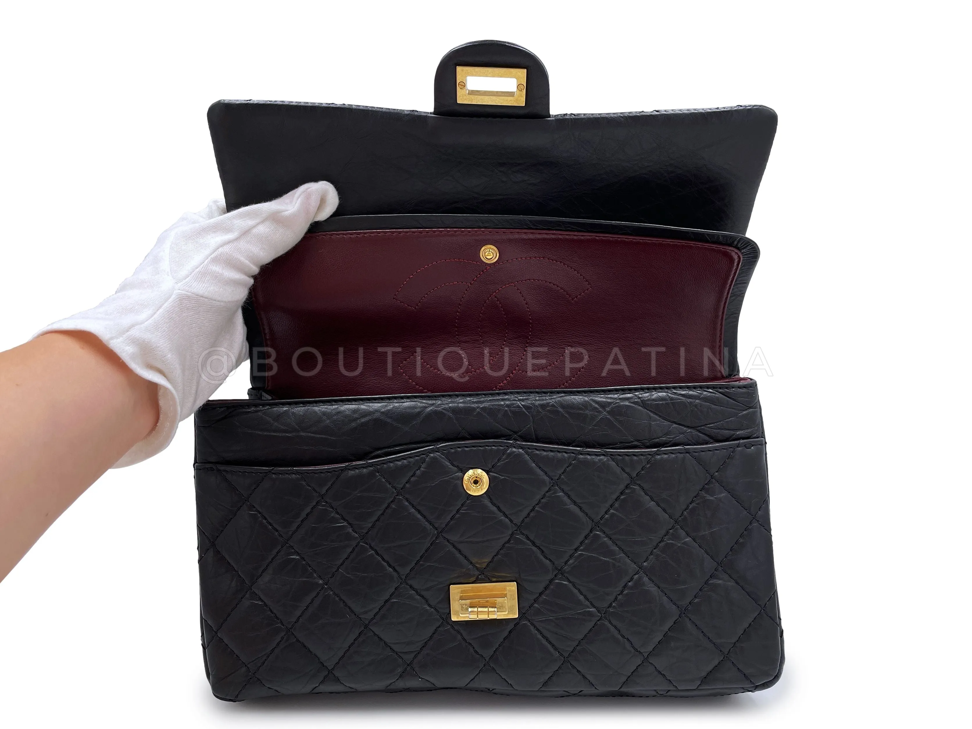 Chanel Black Aged Calfskin Reissue Medium 226 2.55 Flap Bag GHW