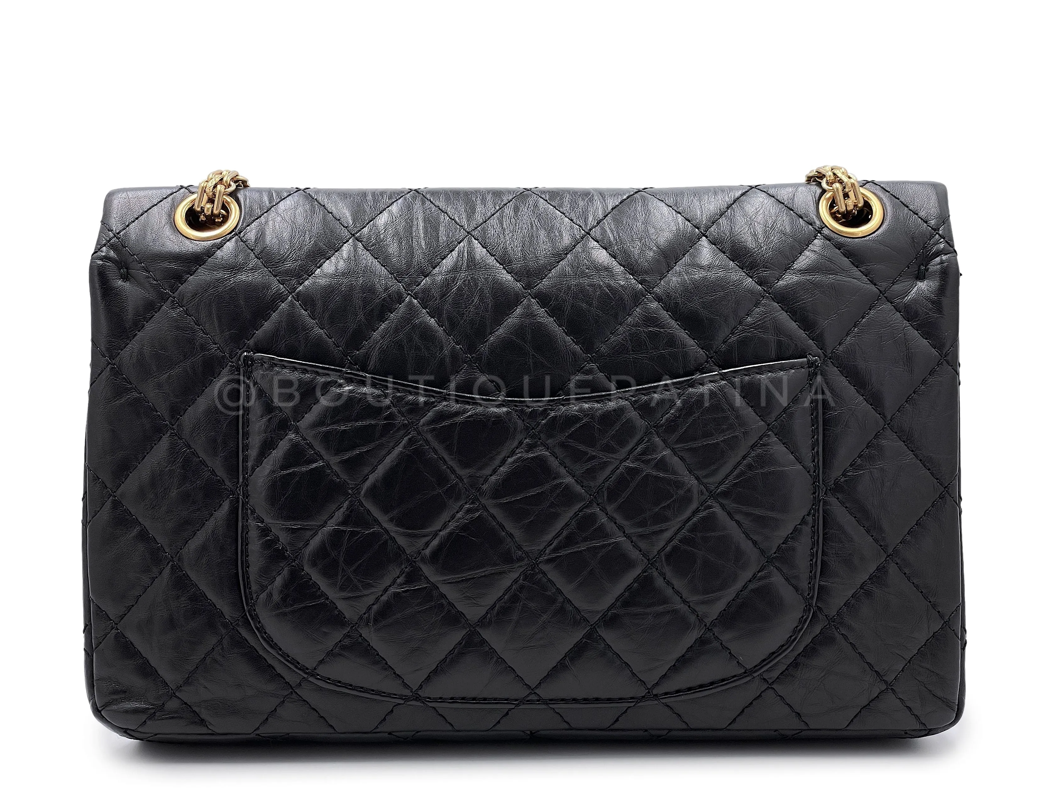 Chanel Black Aged Calfskin Reissue Medium 226 2.55 Flap Bag GHW