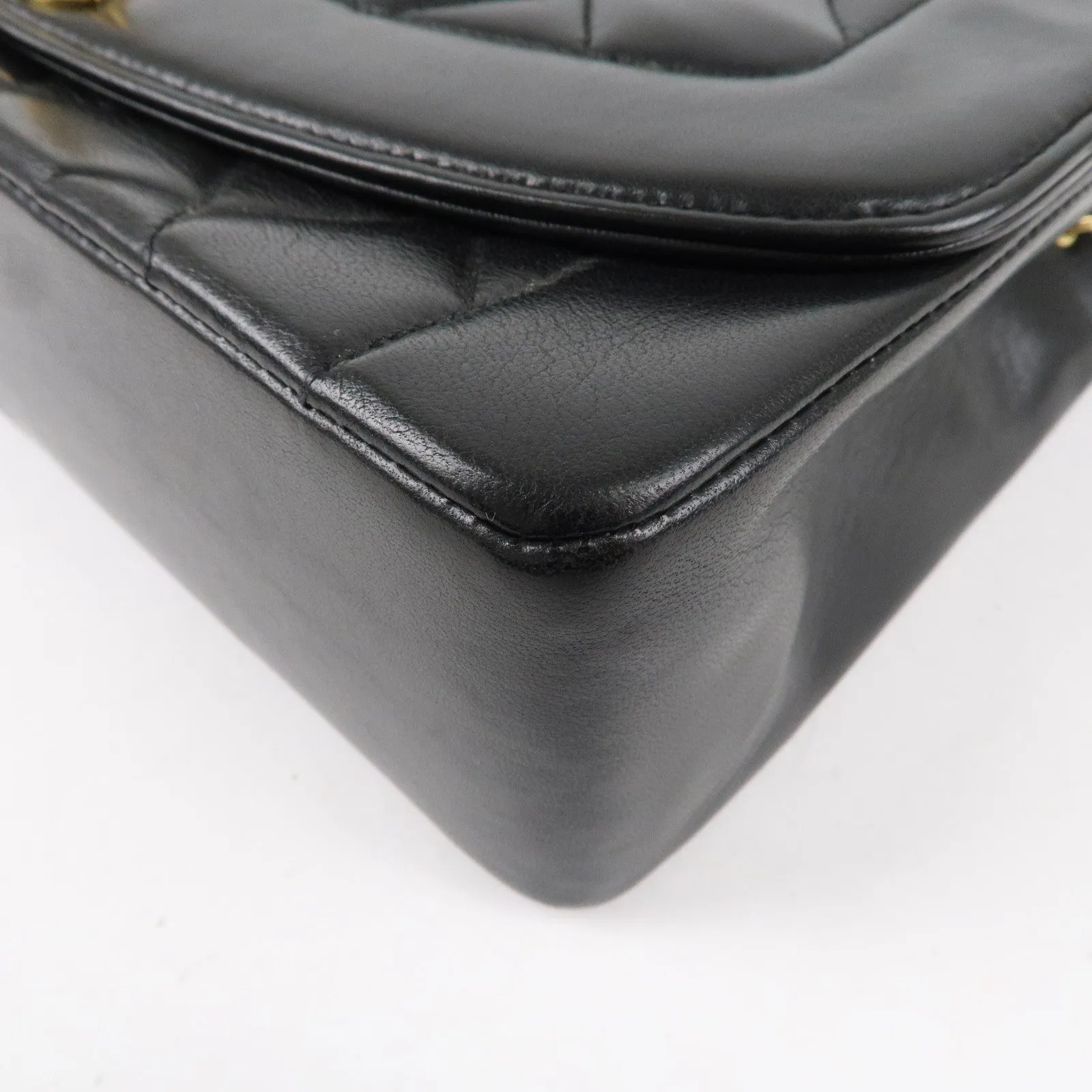 CHANEL Matelasse Lambskin Diana Chain Shoulder Bag Black A01165