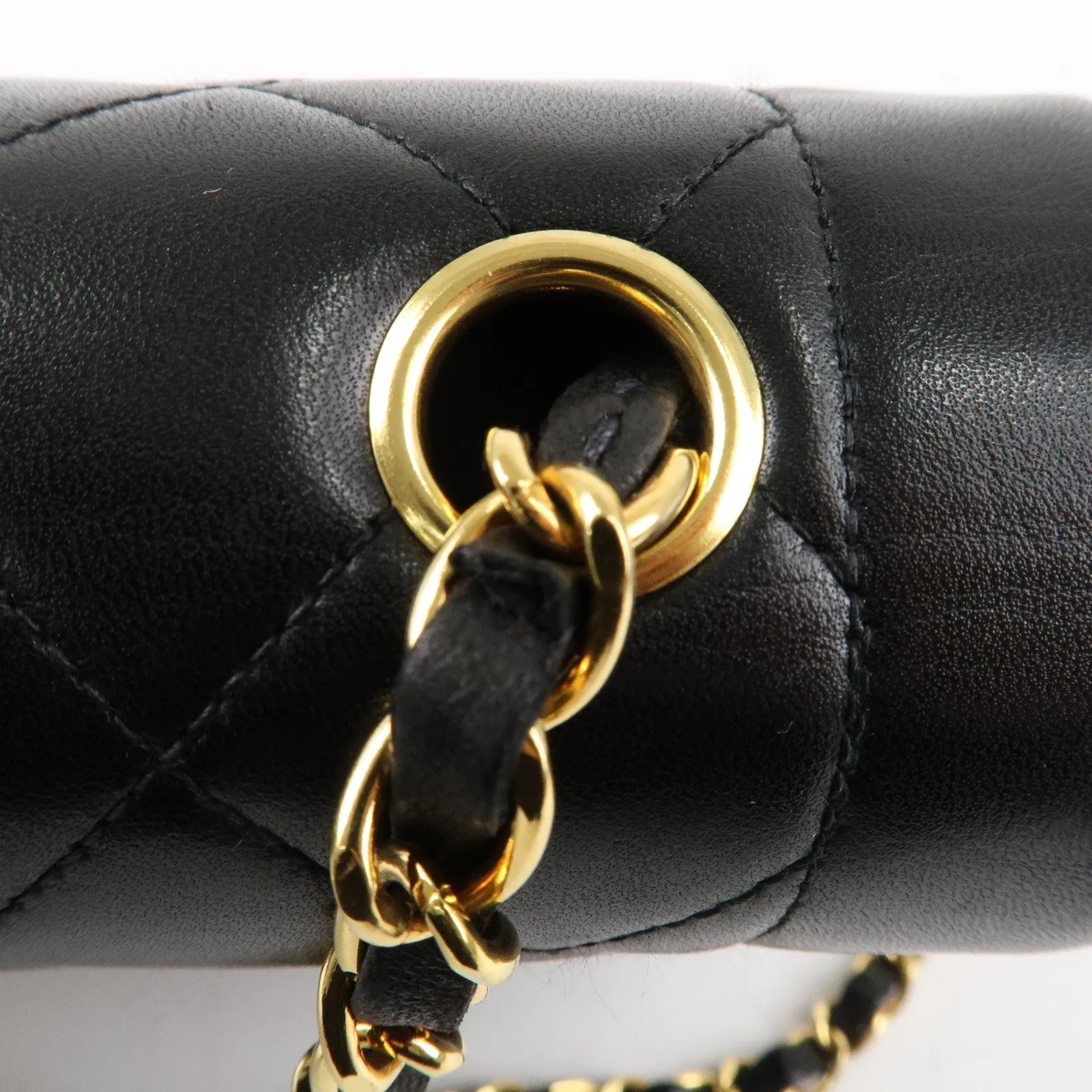 CHANEL Matelasse Lambskin Diana Chain Shoulder Bag Black A01165