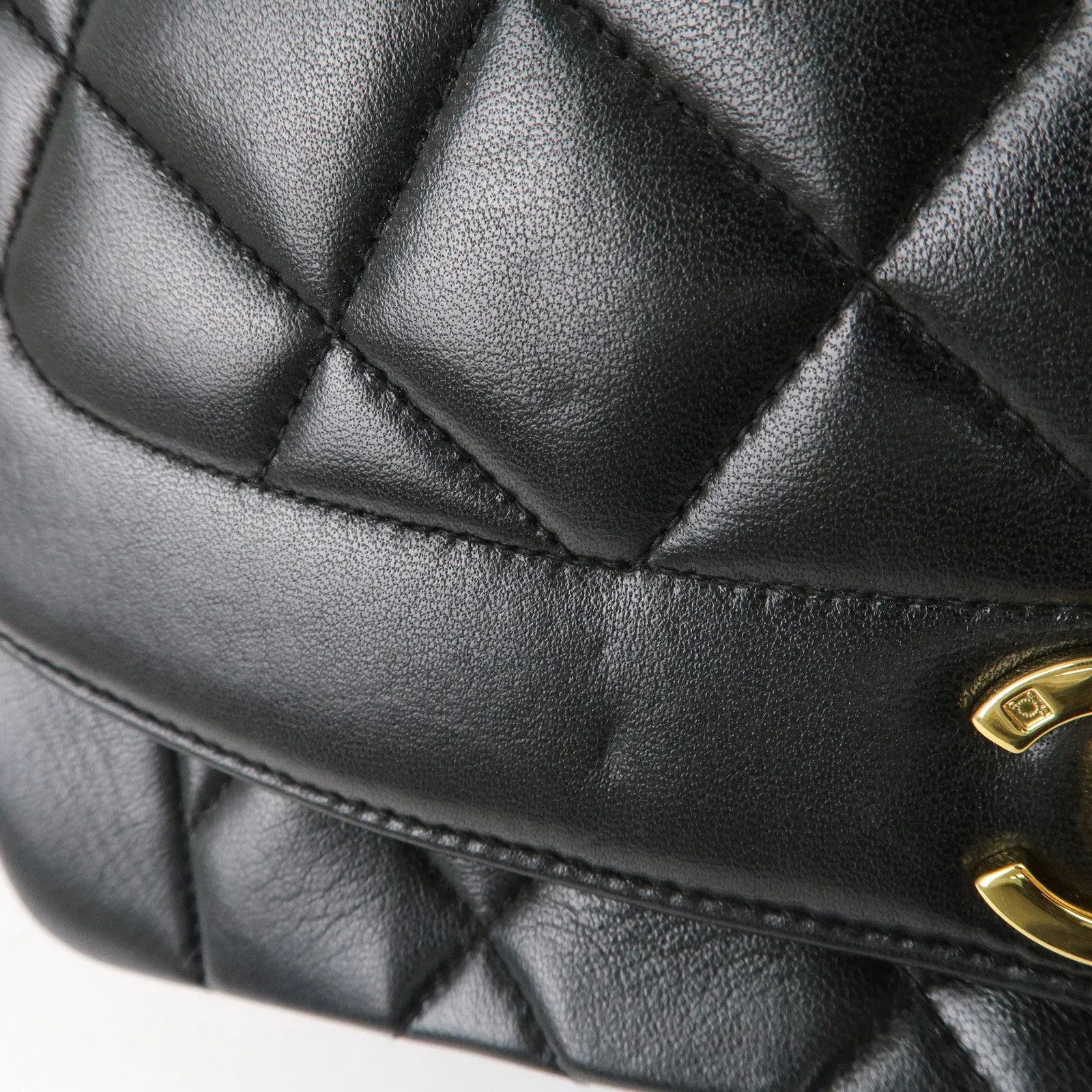 CHANEL Matelasse Lambskin Diana Chain Shoulder Bag Black A01165