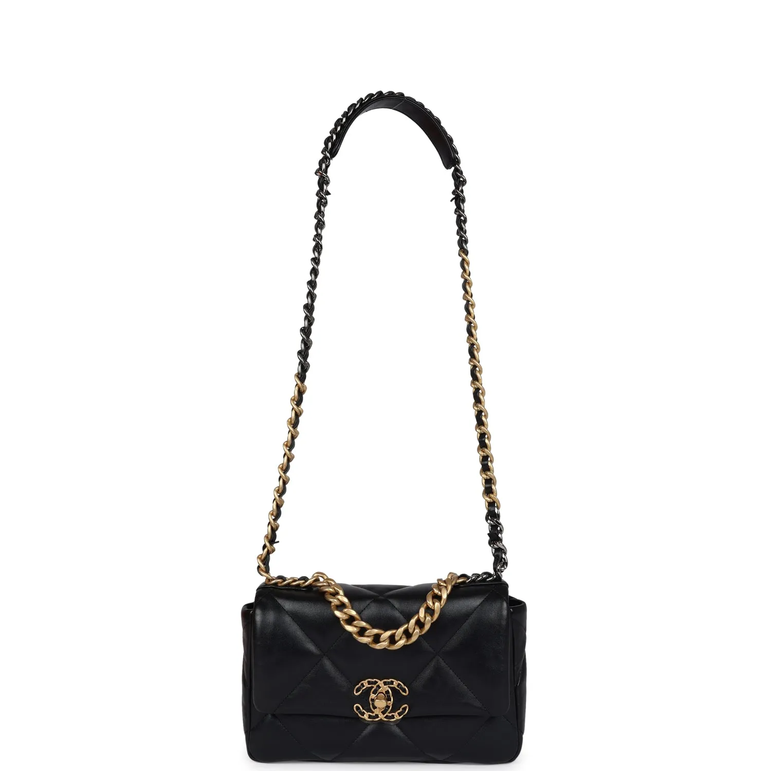 Chanel Medium 19 Flap Bag Black Lambskin Mixed Metal Hardware