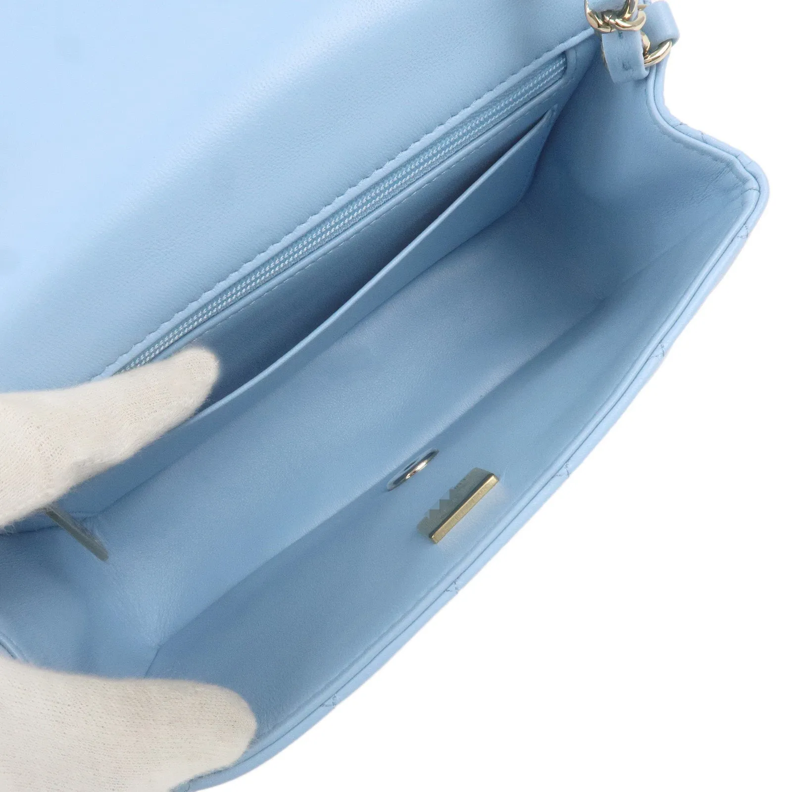 CHANEL Mini Matelasse Lamb Skin Chain Shoulder Bag Blue A69900