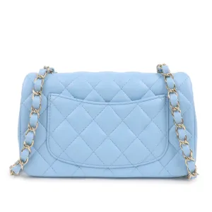 CHANEL Mini Matelasse Lamb Skin Chain Shoulder Bag Blue A69900
