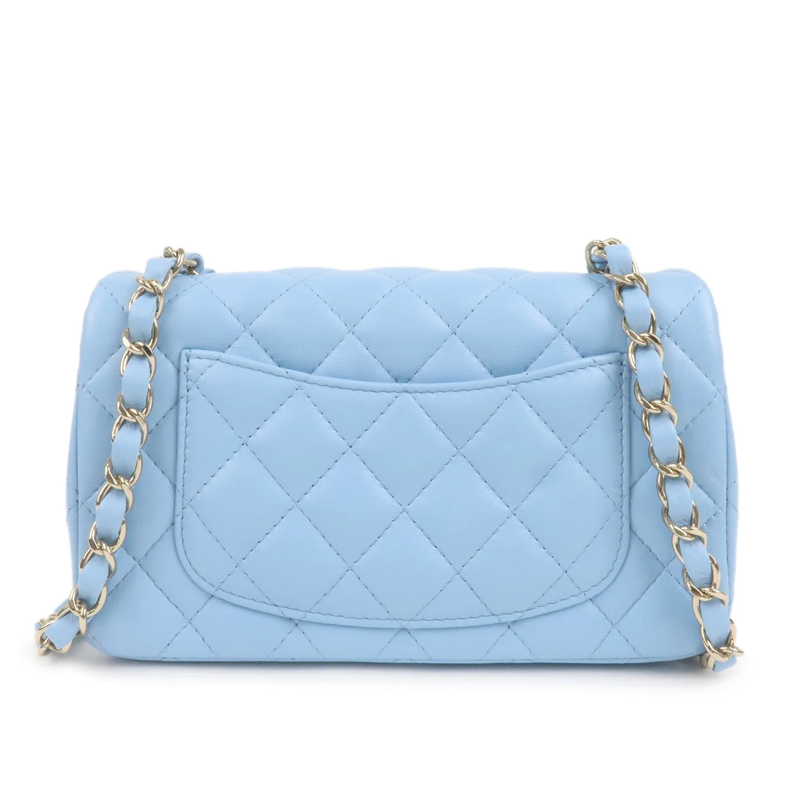 CHANEL Mini Matelasse Lamb Skin Chain Shoulder Bag Blue A69900
