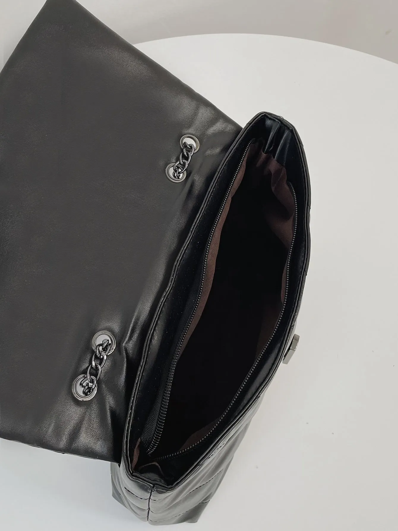 Chevron Flap Chain Bag