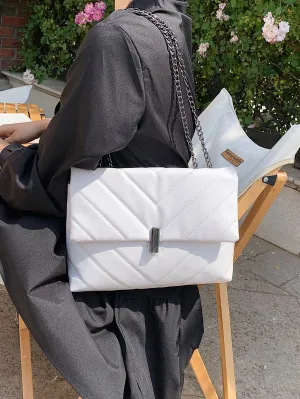 Chevron Flap Chain Bag