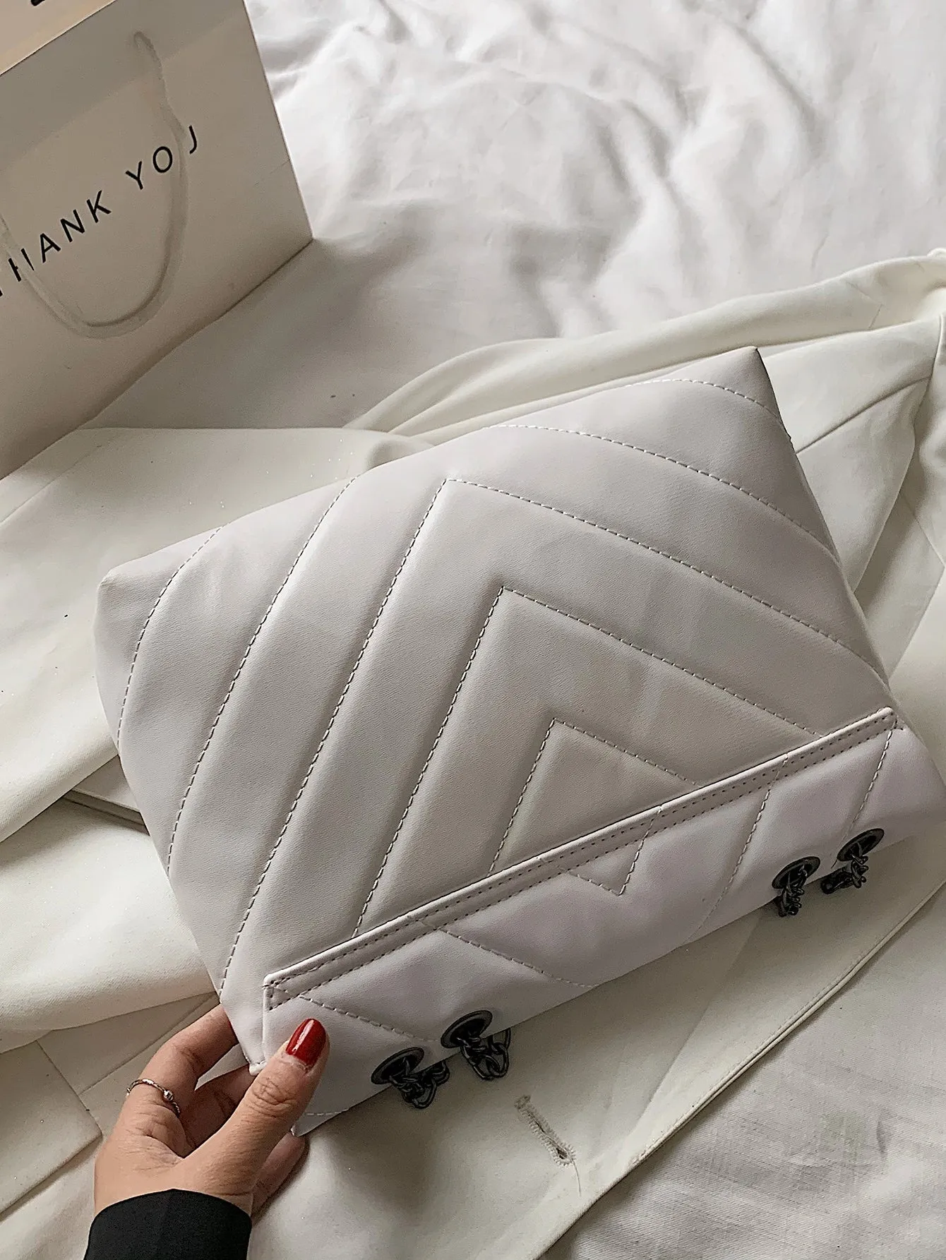 Chevron Flap Chain Bag