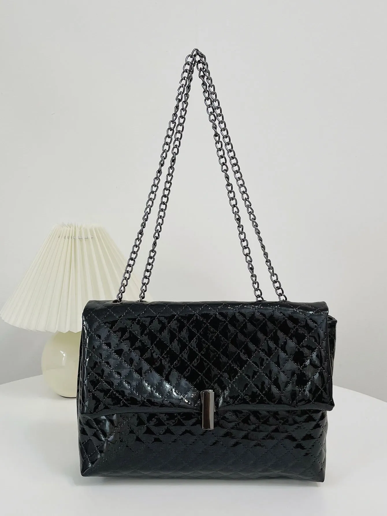 Chevron Flap Chain Bag