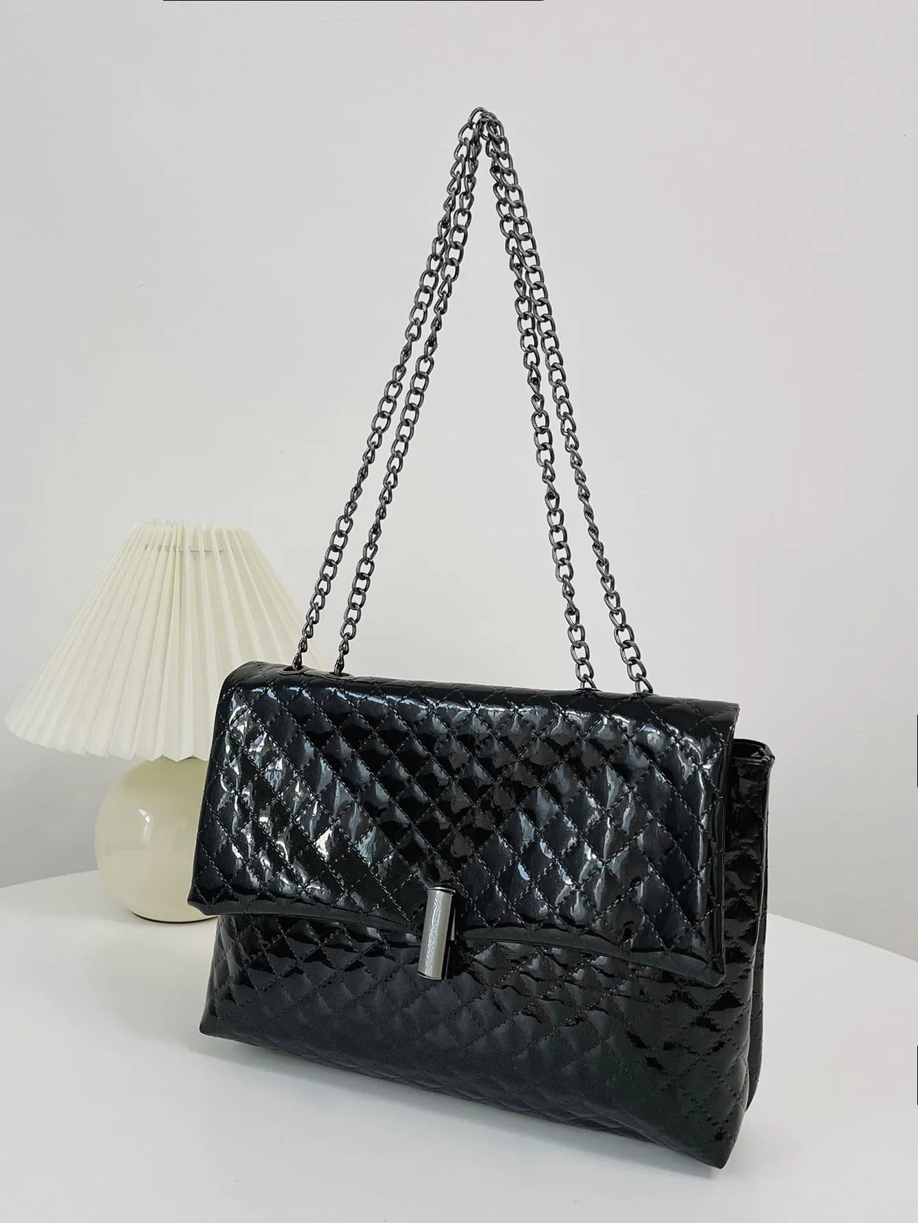 Chevron Flap Chain Bag
