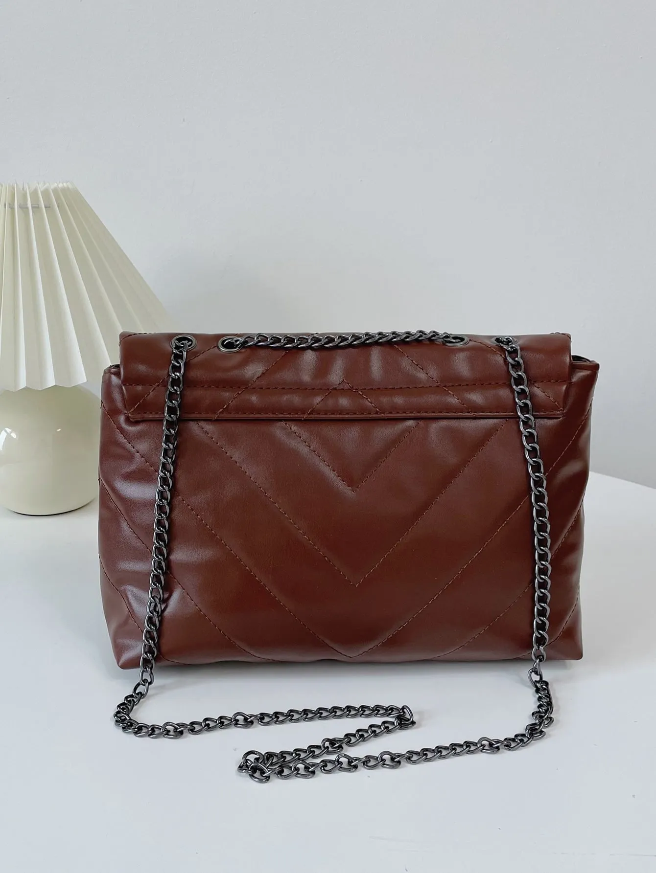 Chevron Flap Chain Bag