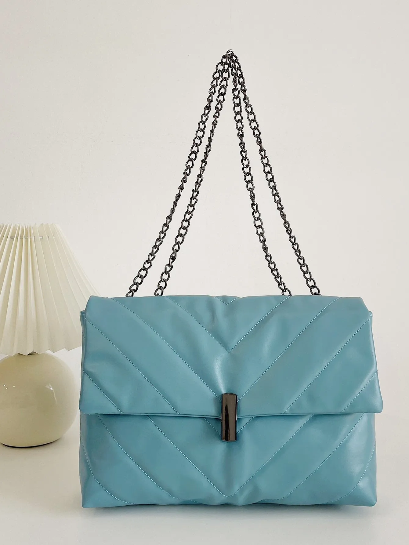 Chevron Flap Chain Bag