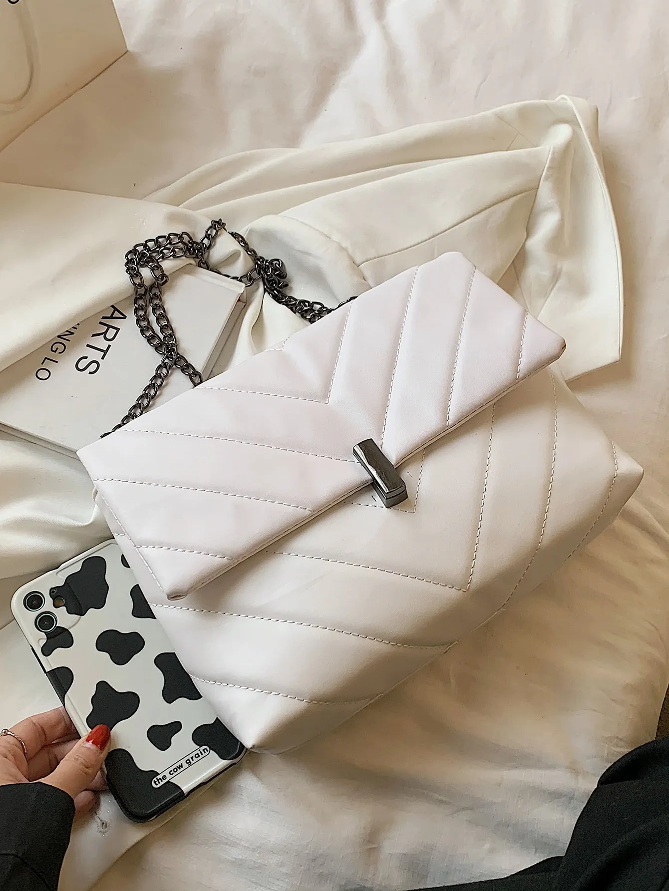 Chevron Flap Chain Bag